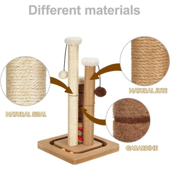 Cat Scratching Post Premium Natural Sisal Jute Carpet 3 Scratch Posts - Picture 5 of 7